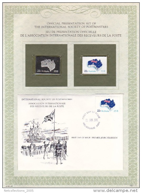 AUSTRALIA ENSEMBLE PHILATELIQUE TIMBRE EN ARGENT TIMBRE IDENTIQUE NEUF ENVELOPPE FDC STAMPS SILVER - AUSTRALIA DAY 1981 - Errors, Freaks & Oddities (EFO)