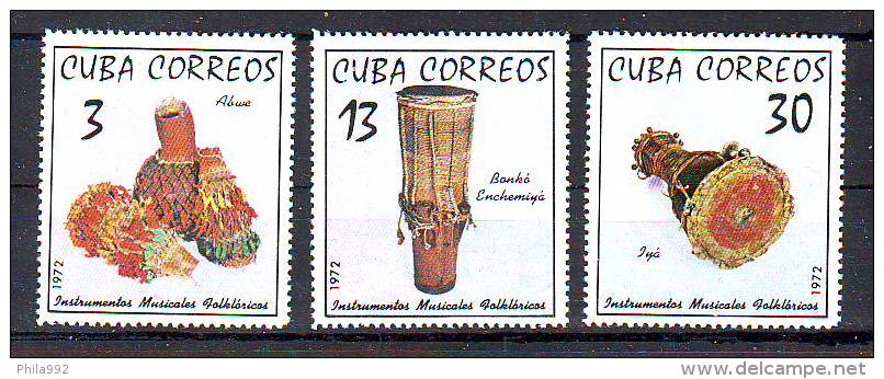 Cuba 1972 Y Music Instruments Mi No 1816-18 MNH - Ongebruikt
