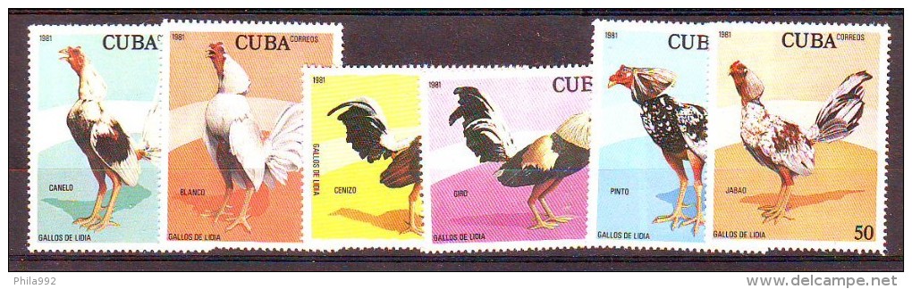 Cuba 1981 Y Fauna Roosters Mi No 2561-66 MNH - Neufs