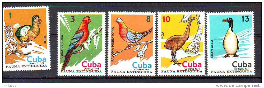 Cuba 1974 Y Fauna Extinct Birds Mi No 1989-93 MNH - Neufs