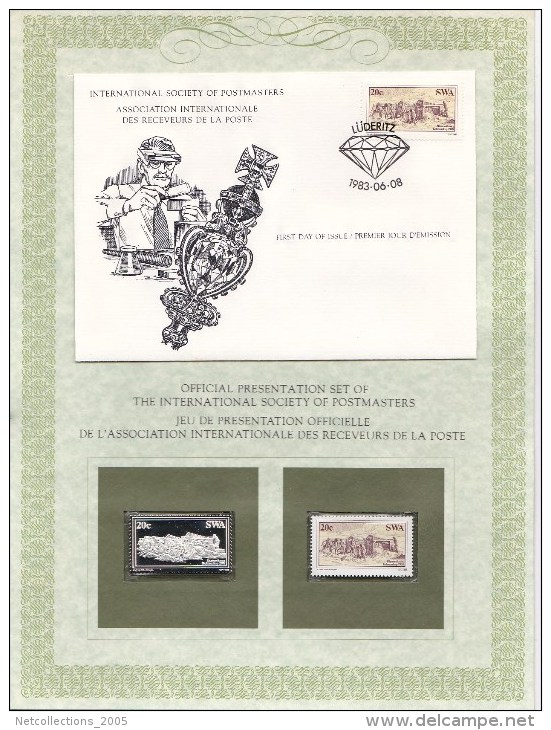 SWA AFRIQUE DU SUD ENSEMBLE PHILATELIQUE TIMBRE EN ARGENT TIMBRE IDENTIQUE NEUF ENVELOPPE FDC STAMP SILVER - LÜDERITZ - Autres & Non Classés