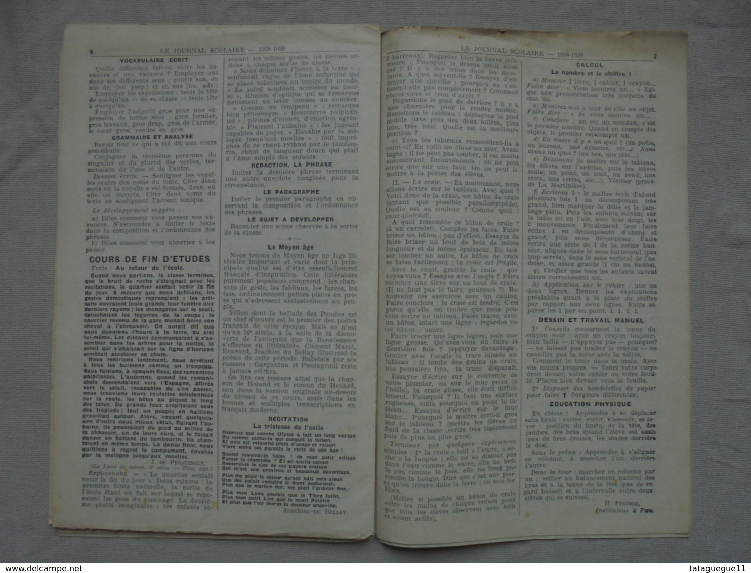 Ancien - LE JOURNAL SCOLAIRE   N° 1 - 40ème Année - 1er Octobre 1938 - Diploma & School Reports