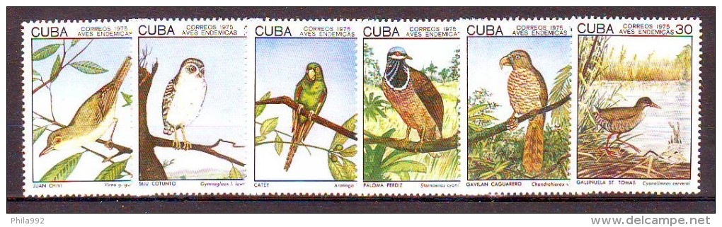 Cuba 1975 Y Fauna Birds Mi No 2057-62 MNH - Nuevos