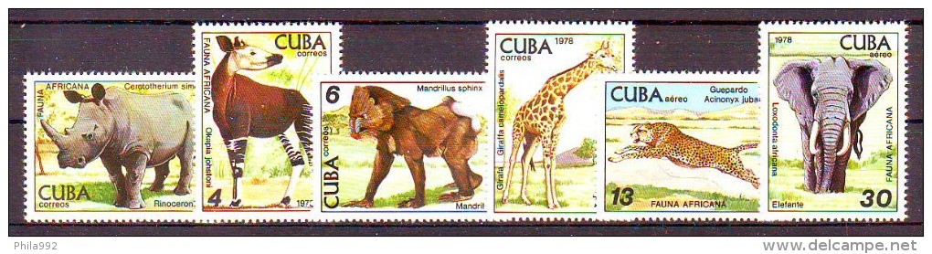Cuba 1978 Y Fauna African Animals Mi No 2347-52 MNH - Nuevos