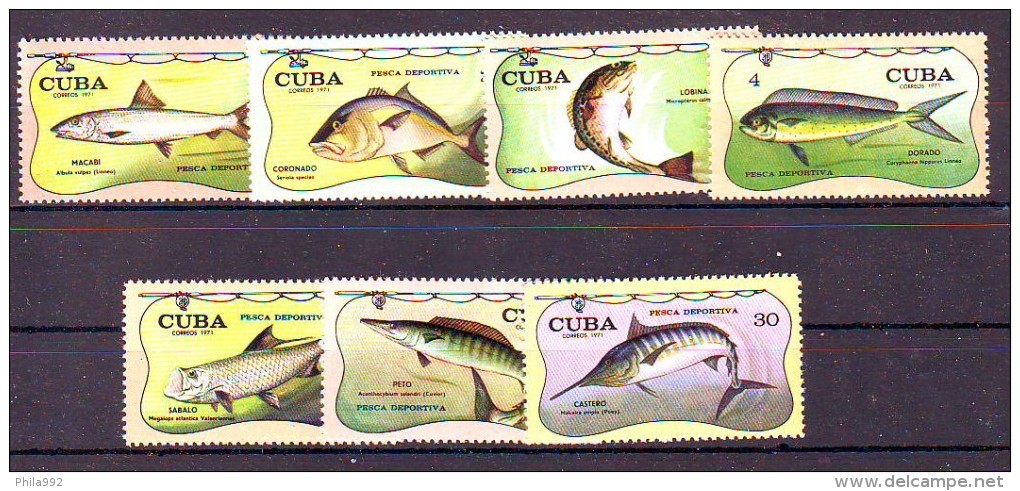 Cuba 1971 Y Fauna Animals Fish Mi No 1721-27 MNH - Unused Stamps