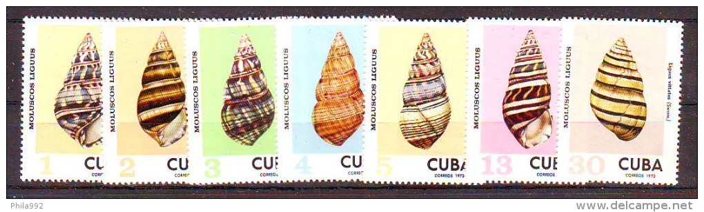 Cuba 1973 Y Sea Life Shells Mi No 1918-24 MNH - Neufs