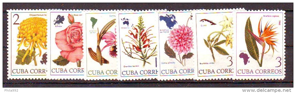 Cuba 1965 Y Flora Flowers  Mi No 1035-41 MNH - Nuevos