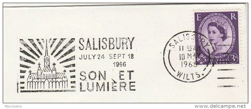 1966 COVER Slogan  SALISBURY CATHEDRAL SON ET LUMIERE Religion Church Christianity Stamps Gb - Churches & Cathedrals