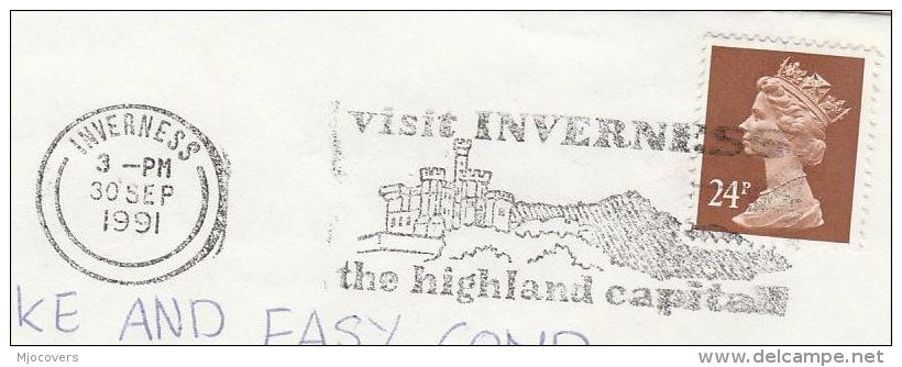 1991 COVER Slogan VISIT INVERNESS CASTLE  Gb  Stamps - Castles