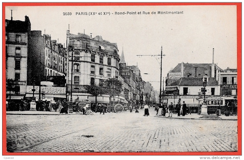 CPA 75020 TOUT PARIS XXe Et XIe - Rond-Point Et Rue De Ménilmontant ° F. F. Fleury N° 2039 * Cinéma - Arrondissement: 20