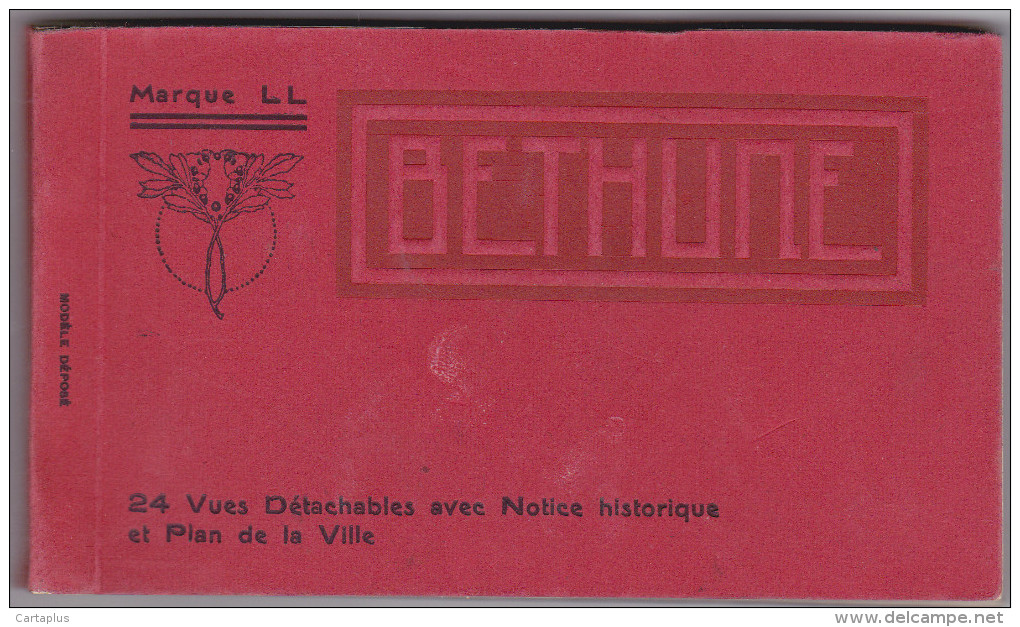 BETHUNE ALBUM 24 CPA DETACHABLES AVEC NOTICE HISTORIQUE ET PLAN DE LA VILLE - Bethune