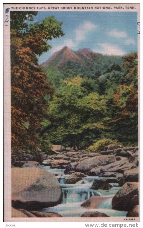 POST CARD THE CHIMNEY TOPS, GREAT SMIKY MOUNTAIN NATIONAL PARK, TENNESSEE - Smokey Mountains