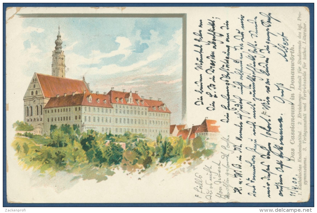 Donauwörth Das Cassianeum Schule Und Erziehungsanstalt, Gelaufen 1900 (AK201) - Donauwoerth