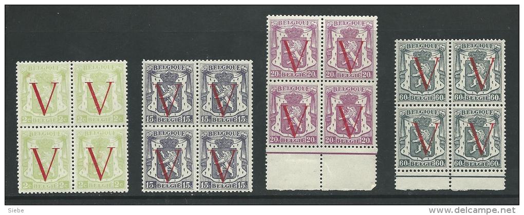 1944 - België/Belgique - 670/73 - ** - Bevrijding Klein Staatswapen Rode Opdruk V - Libération Petit Sceau De L'Etat - Unused Stamps