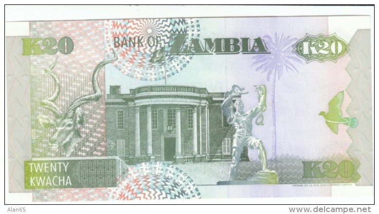 Zambia #36a 20 Kwacha, 1992 Banknote Currency Money, Bird - Zambia