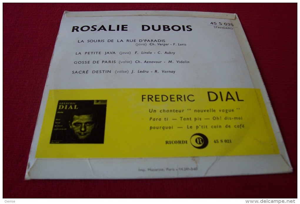 ROSALIE  DUBOIS  ° LA SOURIS DE LA RUE D' PARADIS + 3 TITRES - Complete Collections