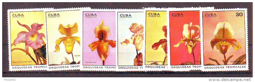 Cuba 1972 Y Flora Flowers Orchids Mi No 1751-57 MNH - Unused Stamps