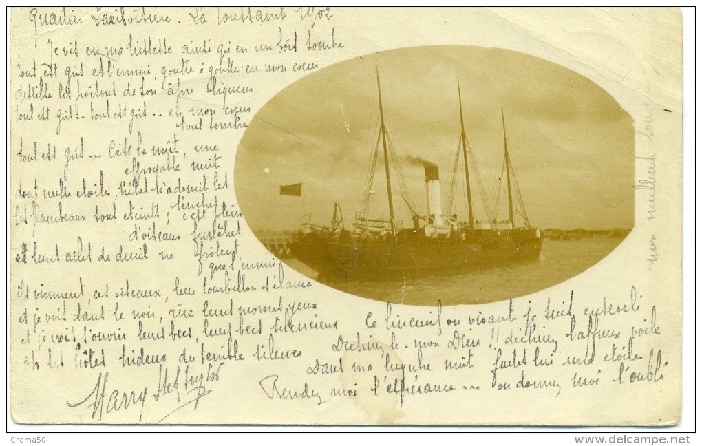 14 - COURSEULLES - Carte Photo De 1902, D' Bateau: Voilier à Moteur - Courseulles-sur-Mer