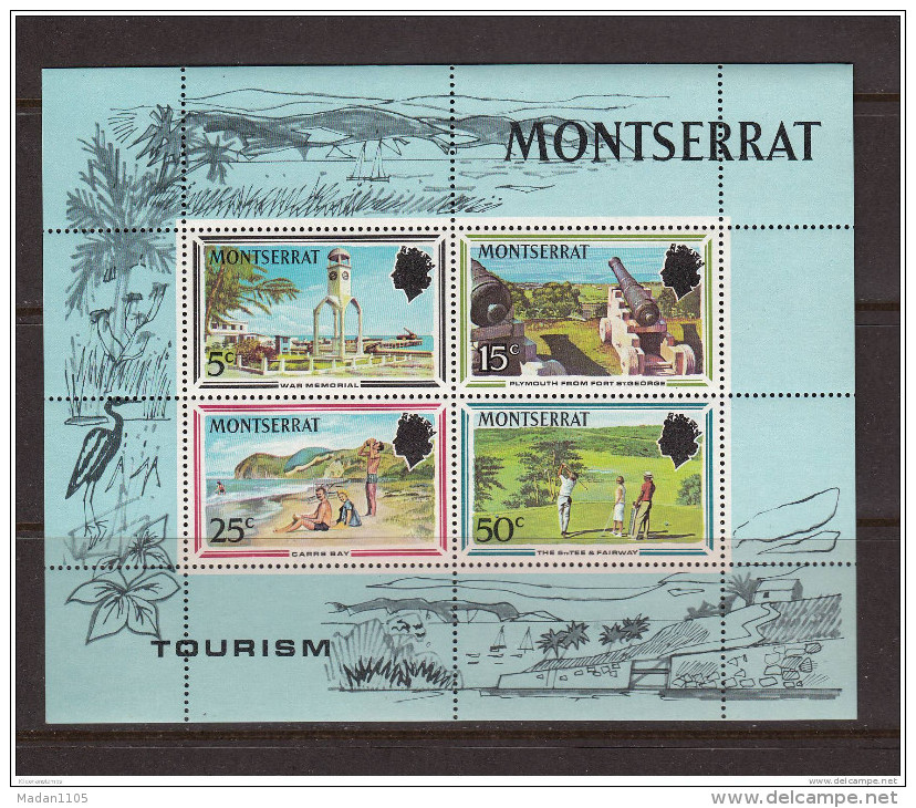 MONTSERRAT, 1970, Tourism, Holidays, Golf, Vacation, Beach, Canon, Miniature Sheet,  MNH, (**) - Montserrat