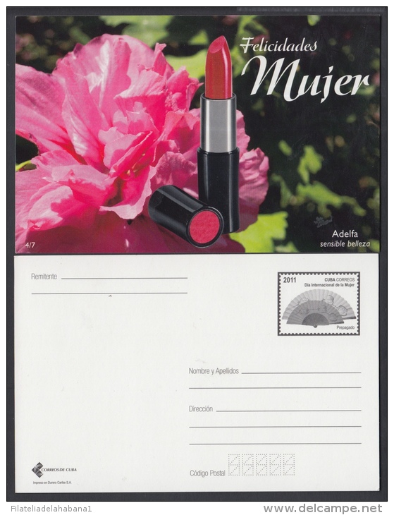 2011-EP-3 CUBA 2011. Ed. WOMEN  DAY .  POSTAL STATIONERY. DIA DE LA MUJER. FLOWERS. UNUSED. - Brieven En Documenten