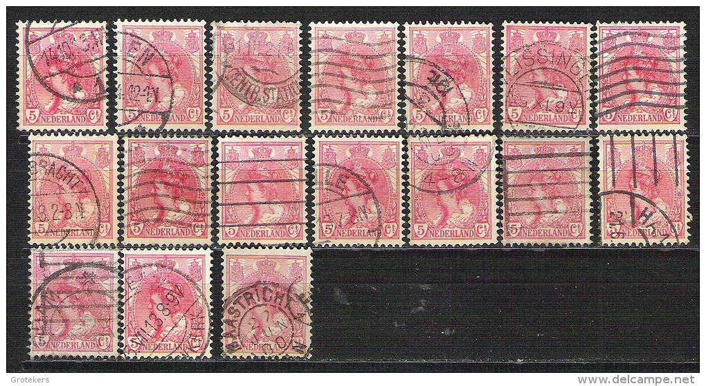 NETHERLANDS Queen Wilhelmine 5 Cent Red (89 X) In General Good Quality. No Thins  Starting 1,00 - Oblitérés