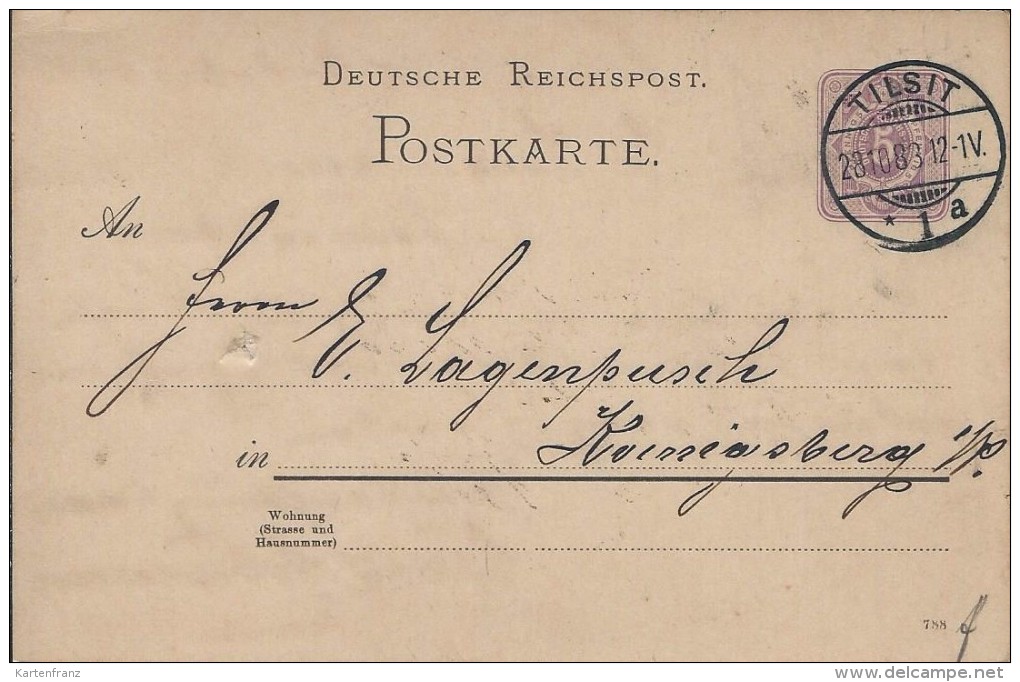% DR PK GS Postkarte Ganzsache P18 - Stempel: Tilsit - Ostpreußen 1888 O - Sonstige & Ohne Zuordnung