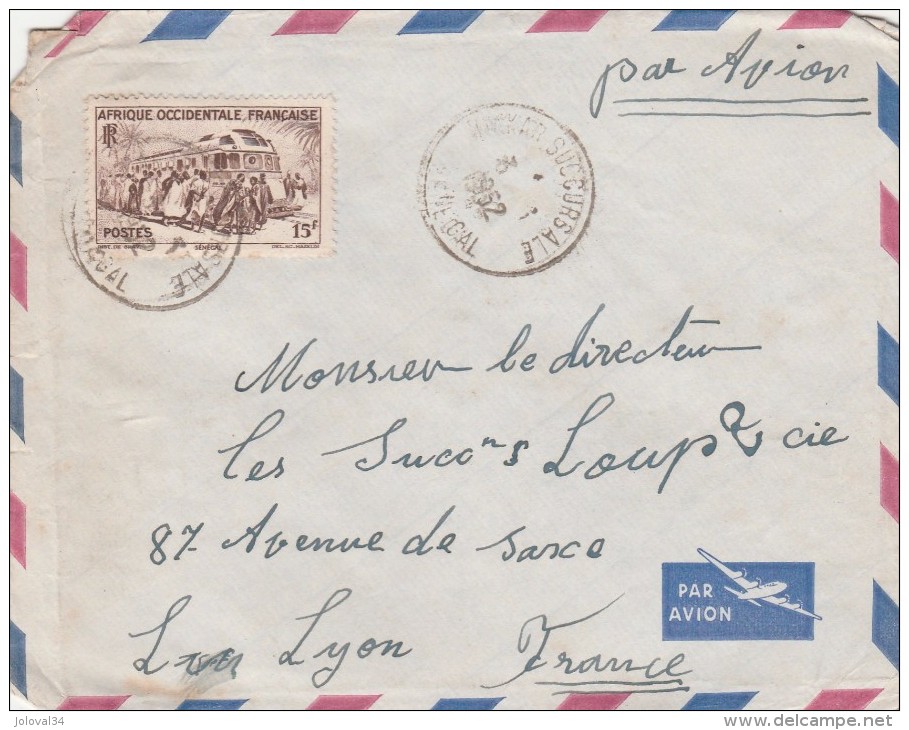 AOF Yvert  40  Sur Lettre Avion DAKAR SUCCURSALE Sénégal  3/1/1952 - Lettres & Documents