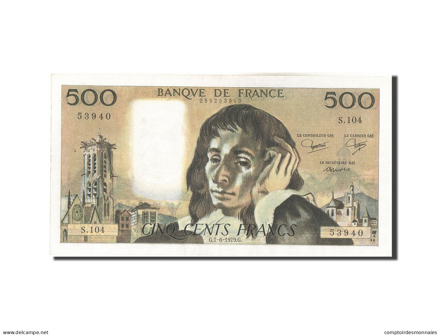 Billet, France, 500 Francs, 500 F 1968-1993 ''Pascal'', 1979, 1979-06-07, TTB+ - 500 F 1968-1993 ''Pascal''