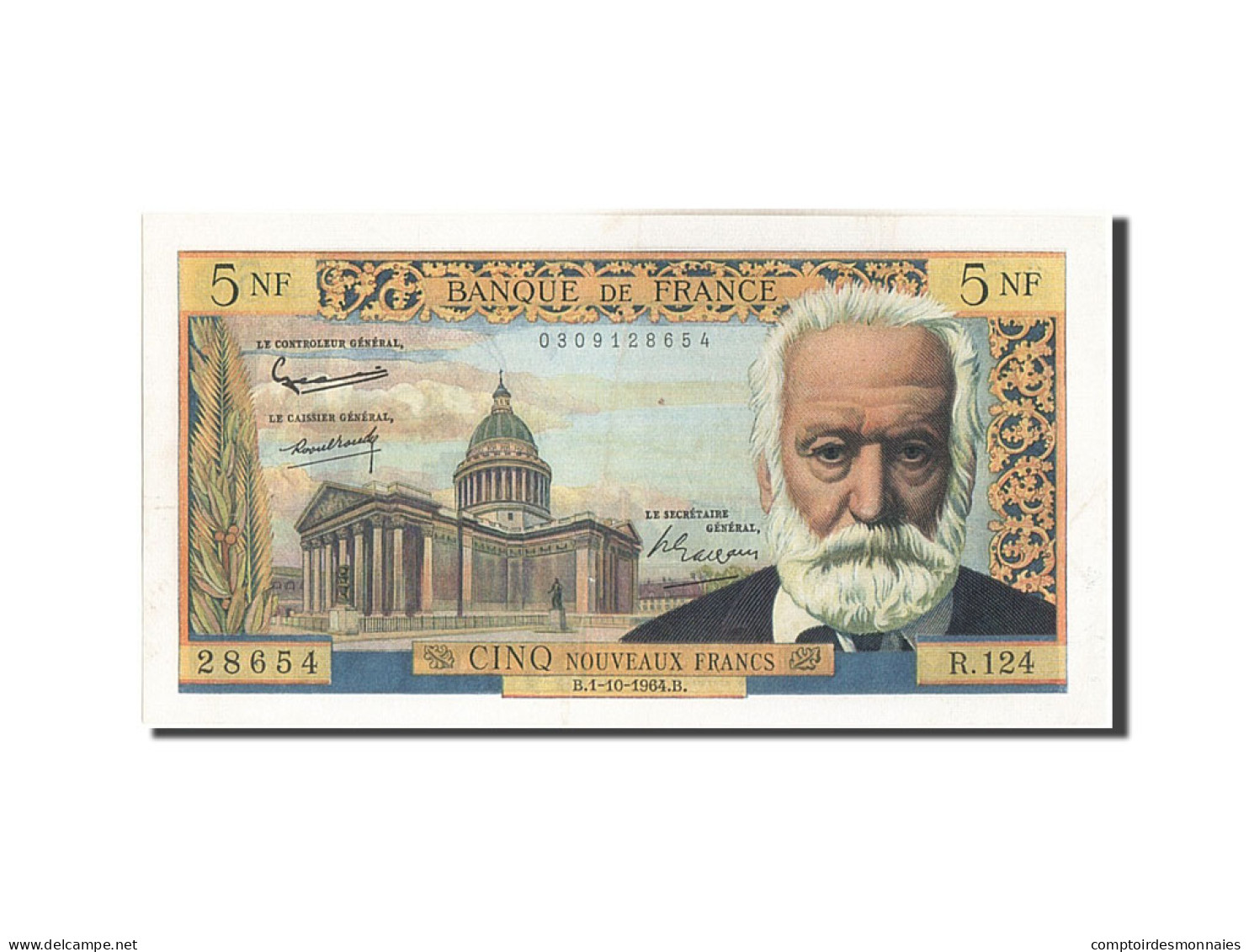 Billet, France, 5 Nouveaux Francs, 5 NF 1959-1965 ''Victor Hugo'', 1964 - 5 NF 1959-1965 ''Victor Hugo''