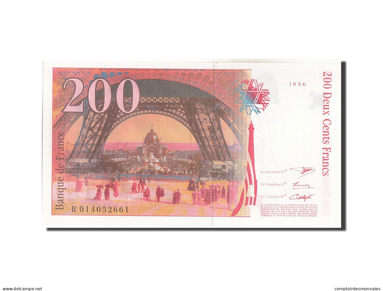 Billet, France, 200 Francs, 200 F 1995-1999 ''Eiffel'', 1996, SPL+ - 200 F 1995-1999 ''Eiffel''