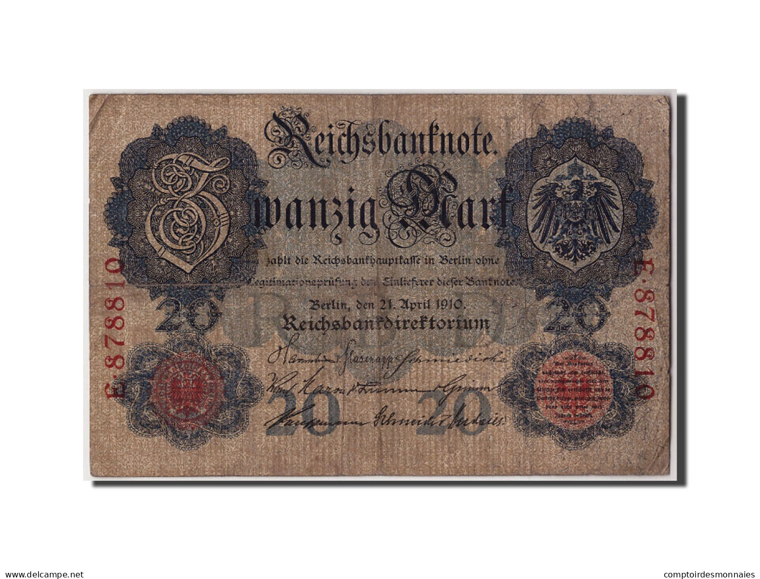 Billet, Allemagne, 20 Mark, 1910, 1910-04-21, B+ - 20 Mark