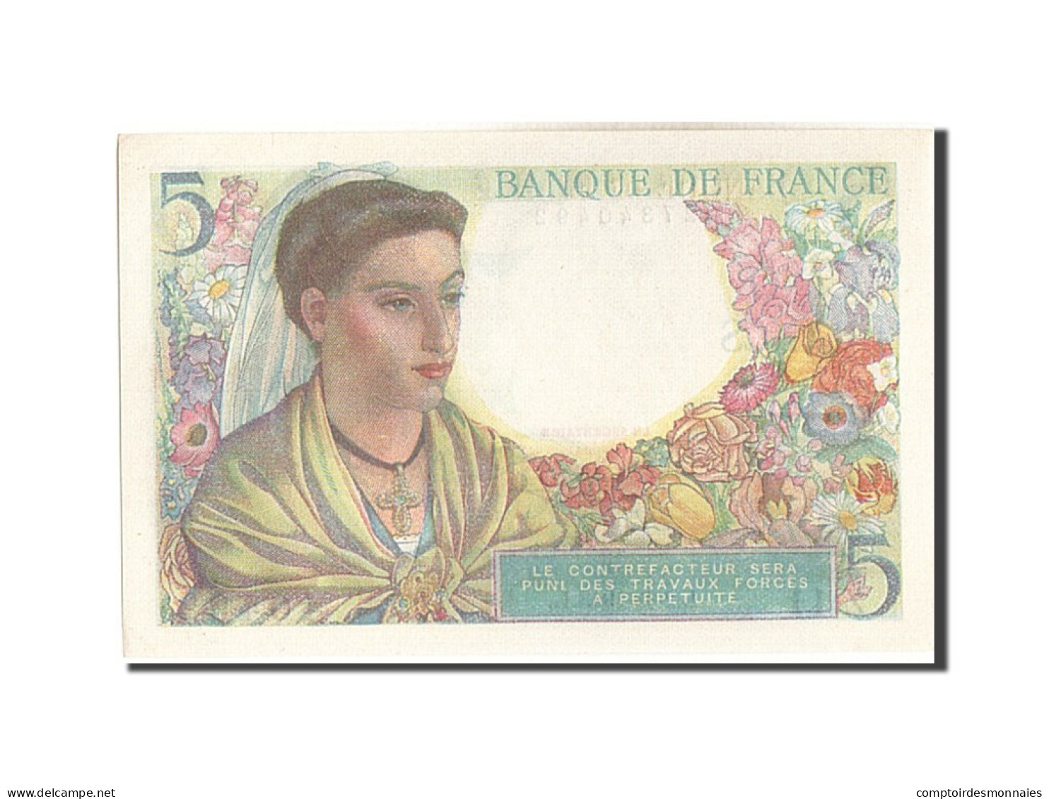 Billet, France, 5 Francs, 5 F 1943-1947 ''Berger'', 1943, 1943-06-02, SPL - 5 F 1943-1947 ''Berger''