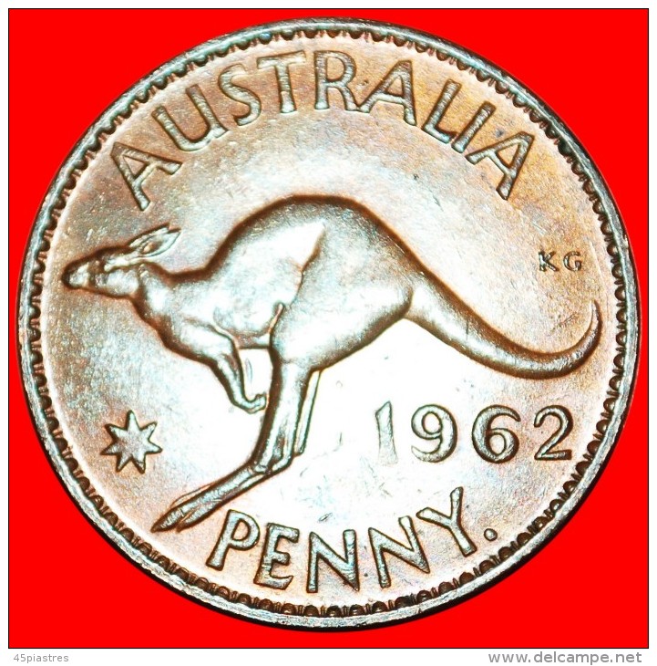 * PERTH: AUSTRALIA  1 PENNY 1962! KANGAROO LEFT! ELIZABETH II (1953-2022) LOW START NO RESERVE! - Penny