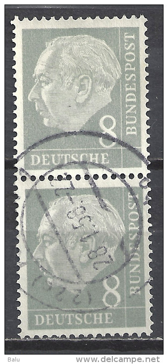 Deutschland BRD 1954 Mi 182, 8 Pf. Senkrechter 2er Streifen, Siehe  Guten Scan, Sc # 707, Yv 66, Theodor Heuss - Gebraucht