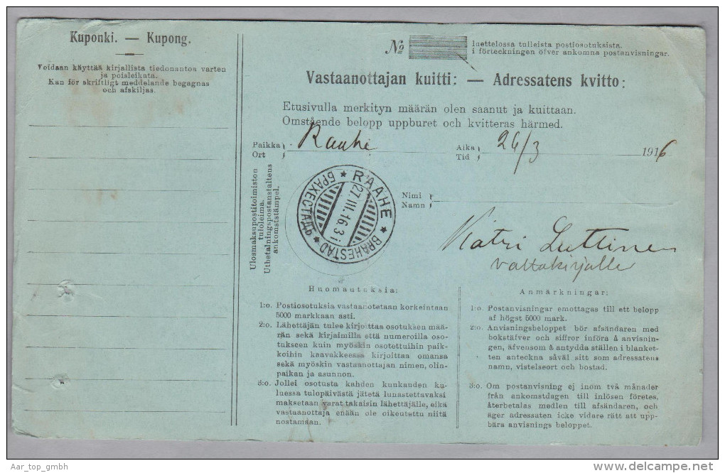 Heimat Finland KEMIJÄRVI 1916-03-24 Paketkarte Nach RAAHE - Lettres & Documents