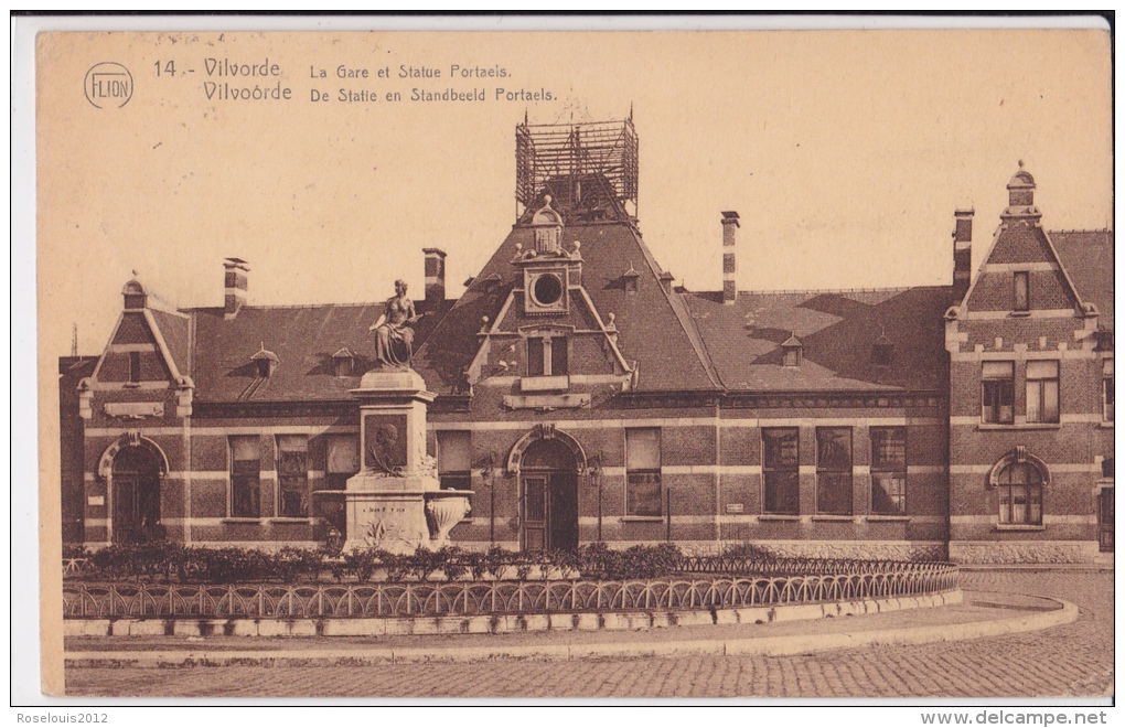 VILVOORDE : La Gare Et Statue Portaels - Vilvoorde