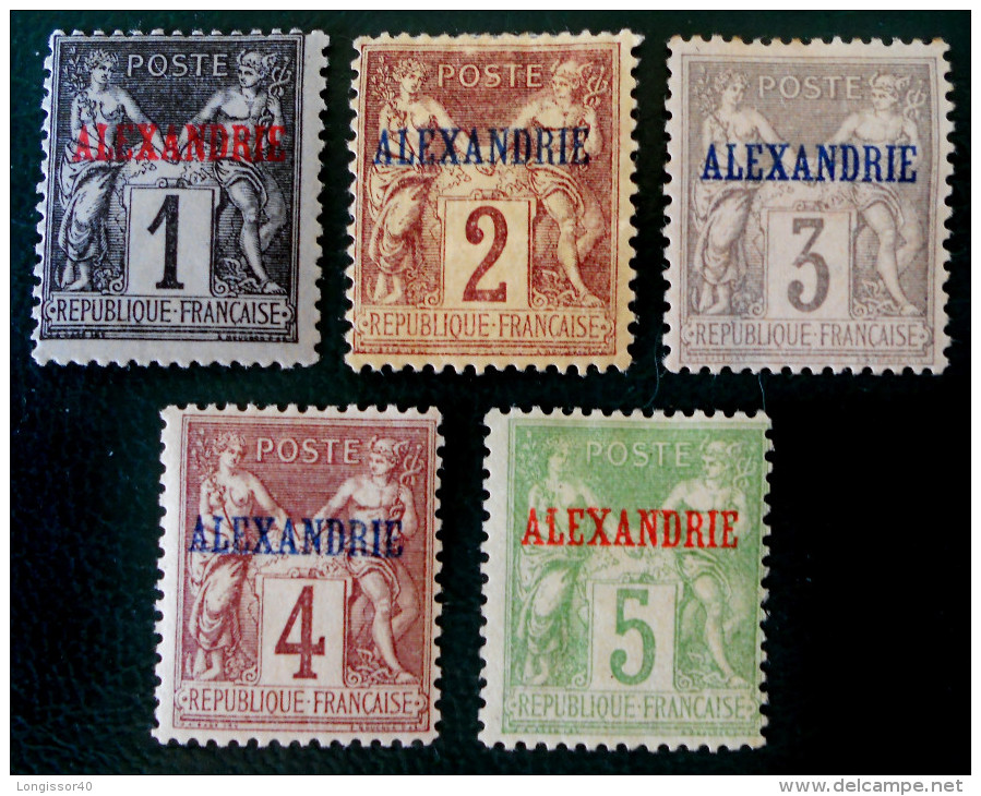 BUREAU FRANCAIS - TIMBRES DE FRANCE SURCHARGES ALEXANDRIE 1899/00 - NEUFS * - YT 1/5 - MI 1/5 - Ungebraucht