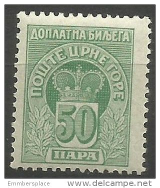 Montenegro - 1907 Postage Due Crown 50pa MLH  Sc J22 - Montenegro