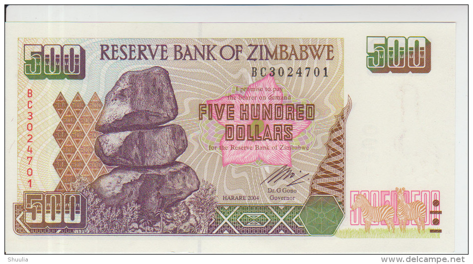 Zimbabwe 500 Dollars 2004 Pick 11 UNC - Zimbabwe