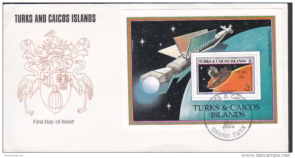 Turks & Caicos Islands FDC Cover 1993 Block 122 Miniature Sheet 2$ Future Space Station - Turks & Caicos