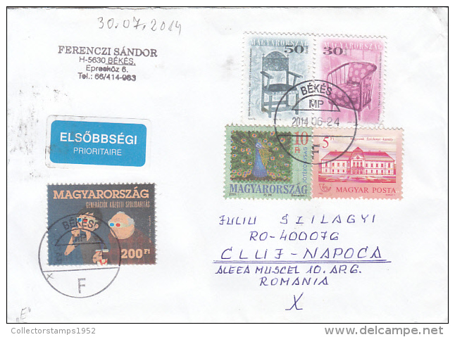 24761- SOLIDARITY, CHARITY, CASTLE, CHAIRS, STAMPS ON COVER, 2014, HUNGARY - Cartas & Documentos