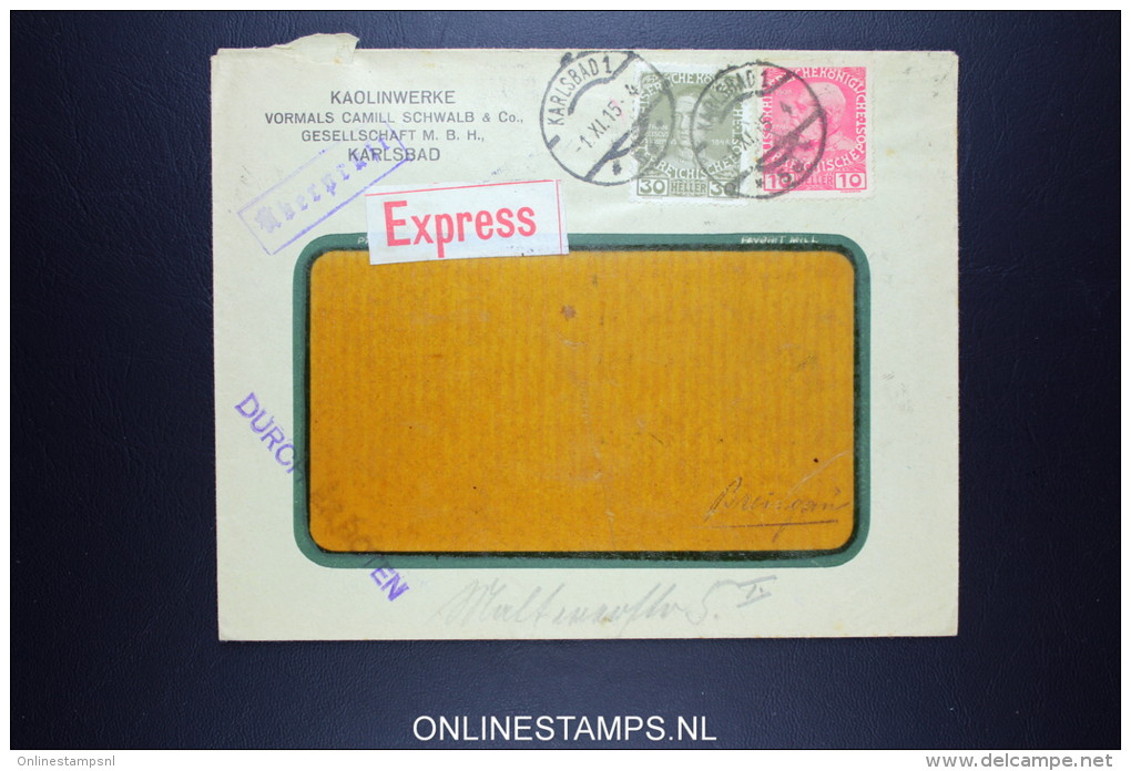 Österreich  Express Company Cover  Karlsbad 1915 - Briefe U. Dokumente