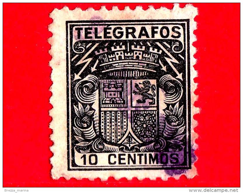 SPAGNA - Usato - 1932 - Telegrafos - Stemma - 10 - Télégraphe