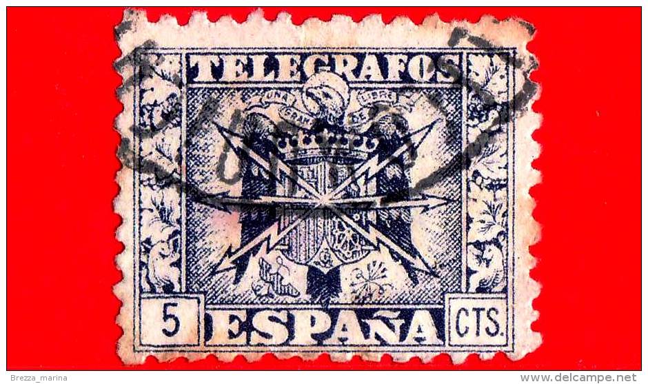 SPAGNA - Usato - 1949 - Telegrafo - Stemma - 5 C - Télégraphe