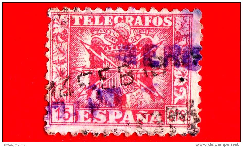 SPAGNA - Usato - 1949 - Telegrafo - Stemma - 15 C - Télégraphe