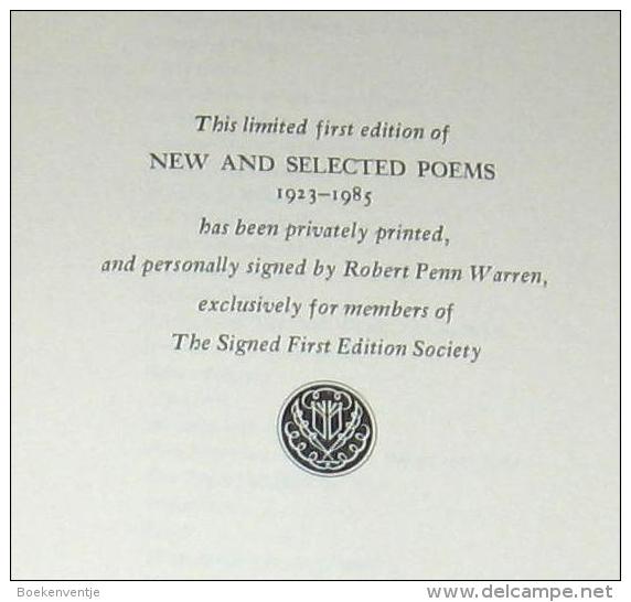 Warren Robert Penn - New And Selected Poems 1923-1985 - Autres & Non Classés