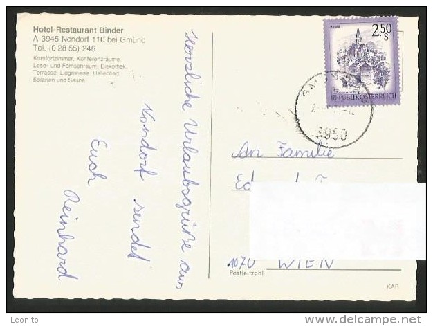 NONDORF Bei Gmünd Niederösterreich Hotel Restaurant BINDER 1976 - Gmünd