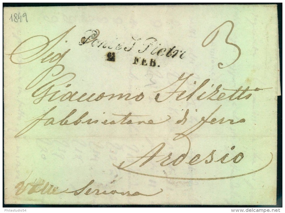 1849: Faltbrief Von Ponte I Petro Nach Adessio - 1. ...-1850 Prefilatelia