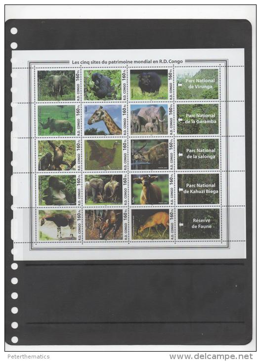 D. R. CONGO ,2005, NATIONAL PARKS, GORILLAS, ELEPHANTS, BONOBOS, GIRAFFES, 6 SHEETLETS, SUPERB! - Gorillas