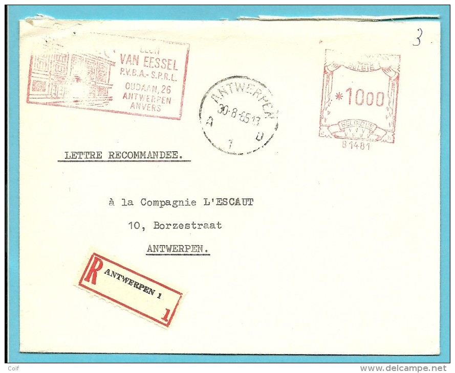 Aangetekende Brief Met Roodfrankeering (VAN EESSEL / B1481 ) Met Stempel ANTWERPEN - 1960-79